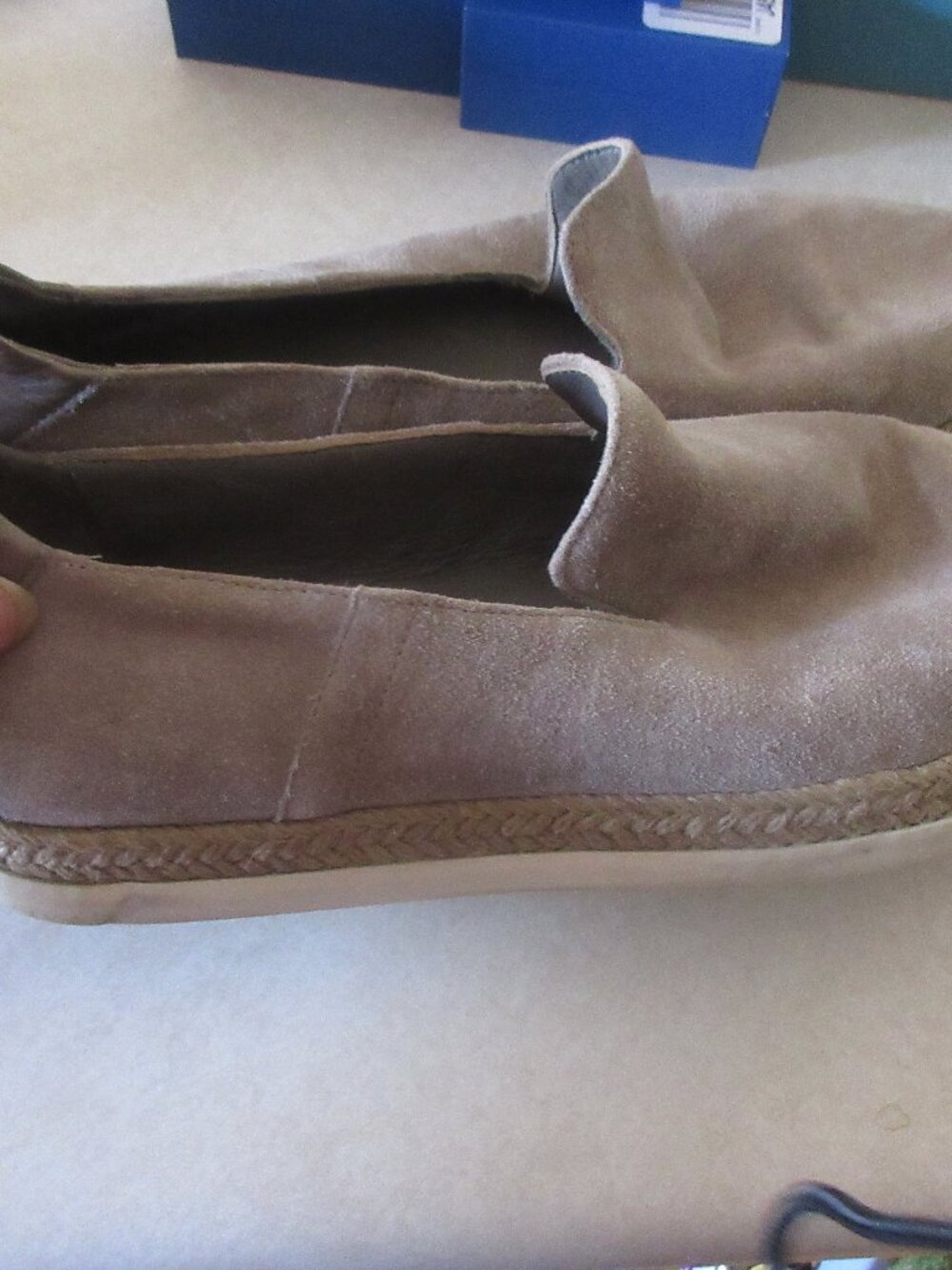 VINCE Suede Pointed Espadrille casual slip on shoes 7.5 taupe